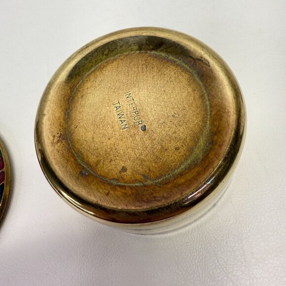 Cloisonne Lid Brass Trinket Box Vintage Interpur Taiwan Vintage - Picture 12 of 12